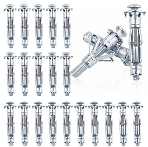 FONHREW Pasadores Huecos Tuercas de Rosca Tuerca Remache Petalos Metal para Cavidades Tornillos de Pétalos Expansión Anclajes de Pared Huecos para Placas de Yeso Pared Hueca (M6*52:20)