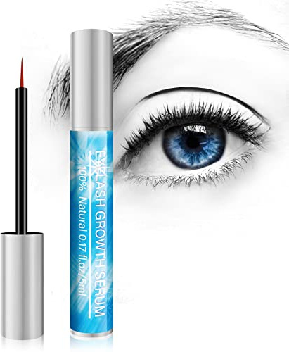 Eyelash Growth Serum for Longer & Fuller, Natural Lash Serum, Vegan 5ml | For lashes & brows, nourishes your eyelashes, daily conditioning, lightweight formula, precision brush (New upgrade)