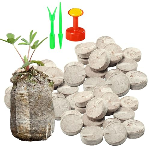 Pastiglie di Torba - Vassoi per Terriccio da 100 Pezzi - Dischi Di Terriccio 30mm - Per Fattoria E Prato Trapianto E Aiuola Fiori Giardinaggio In Interno Ed Esterno Terrario E