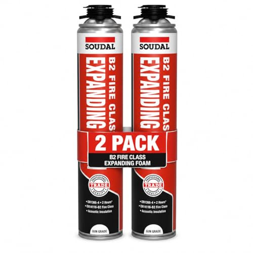 B2 Fire & Acoustic Expanding Foam Gun Grade 750ml Pack of 2 | Fire Resistant PU Foam Sealant | Sound Insulating Gap Filling Foam
