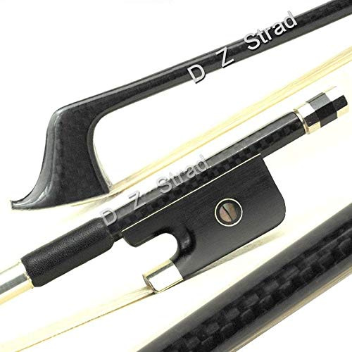 D Z Strad Carbon Fiber Cello Bow with Traditional Frog made from Polished Premium Ebony 4/4 Full Size