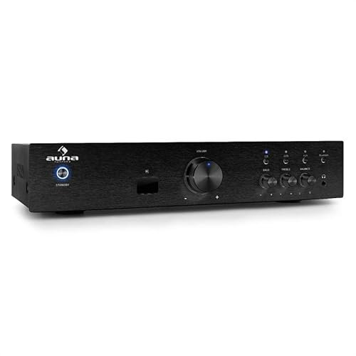 AUNA AV2-CD508BT - Amplificateur HiFi, Ampli Home Cinema, Amplificateurs, 600 Watt de Puissance maximale, Interface Bluetooth, Aux-in, Télécommande - Noir
