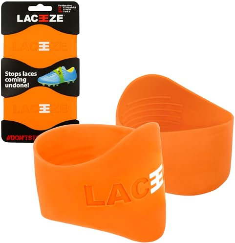 LACEEZE Original Bands – As Seen on Dragons' Den – Ribbed Technology – Secure Laces, Prevents Unraveling, Fits Shoe Size C13 – UK 6.5, Orange, Ideal for Sports Shoes, Football, Rugby, Hockey