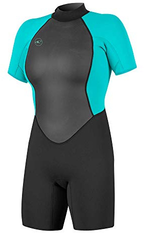 Oneill Wetsuits Damen Reactor II 2mm Back Zip Spring Wetsuit Neoprenanzug, Black/Light AQU, 12