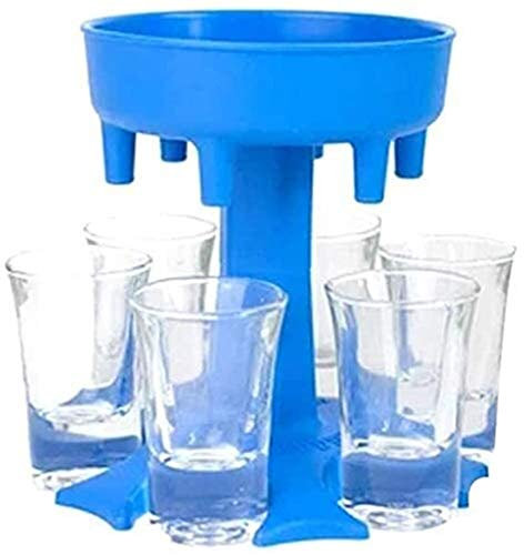 HOT SÄLJARE 6 snapsglas Dispenser och Holder/Carrier Caddy Liquor Dispenser partigåvor dricka spel snapsglas få igång festen snabbare!(Koppen ingår inte) (Color : Blue)