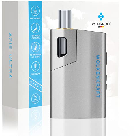 WOLKENKRAFT ÄRiS ULTRA Vaporizzatore Premium - USB-C | Camera in titanio | Temperatura 100-220°C | Durata di funzionamento regolabile | Convezione ECA *Gun Metal*