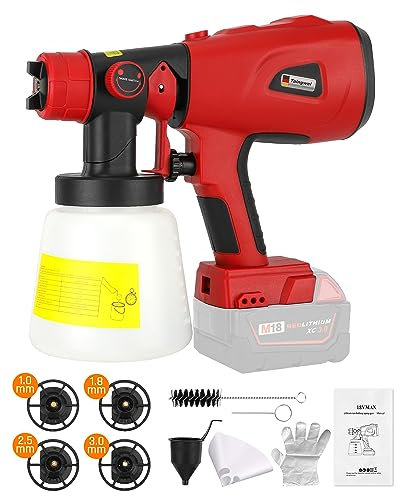 Taingwei Schnurloser Farbspritzer für Milwaukee M18 18V Akku, HVLP Farbspritzpistole für Schränke Autos Wände Möbel Haus Malerei (nur Werkzeug)
