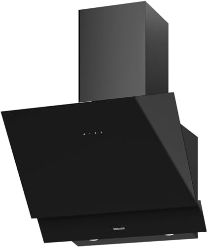 Oranier Dunstabzugshaube 60 cm - schwarze Umluft Kopffreihaube mit weißer LED Anzeige - Schräghaube mit 3 Leistungsstufen - Touch-Control - MIRAN60S1