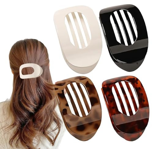 HAMKU 4 Fermagli Per Capelli Da Donna,Fermaglio Piatto Da Donna,Clip Piatta Per Capelli,Forte Tenuta Laterale