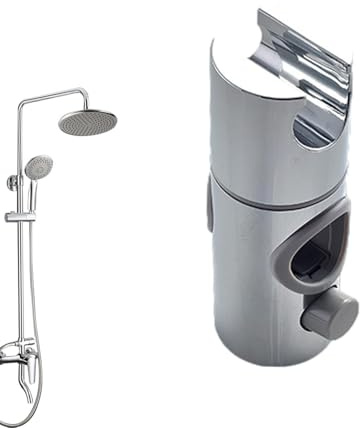 Soporte de ducha ajustable - Soporte para cabezal de ducha con altura ajustable, diseño de superficie cromada ABS, giratorio 360°, para barra de ducha de 24/25 mm, soporte para alcachofa de ducha