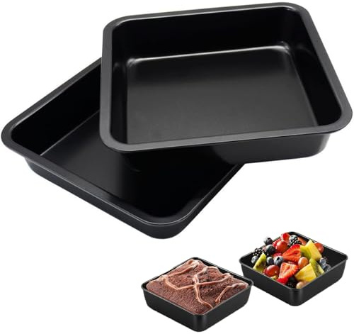 Xusxes 2 Pieza Molde para Tartas, Molde Horno, Mol de de Horno Cuadrado, con Revestimiento Antiadherente Saludable, Mol de Cuadrado Negro para Tartas, Lasañas, Fácil de Limpiar, 22.5 * 22 * 5 cm