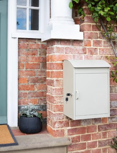 CKB LTD Extra Large Letterbox Mailbox Post Box Wall Mounted Lockable Secure Mail Storage Powder Coated Steel Metal Outdoor External For Letter Envelopes and Thin Parcels 50.5 x 35.5 x 26cm (Clay)