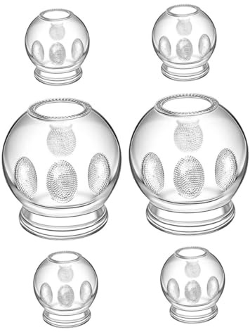 CONGARTENO 6 pièces Kit Ventouses Verre Épaissi pour Massage et Thérapie par Ventouses Stimulation Circulation Sanguine Usage Domestique et Salon de
