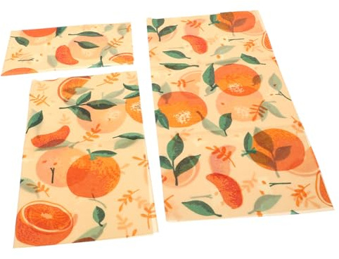 LIGIGWASH 3 Hojas Paños de Cera de Reutilizables para Conservación de Alimentos Envolturas Naturales y Biodegradables para Frescura de Días Mediano Ecológicas y Fáciles de Lavar