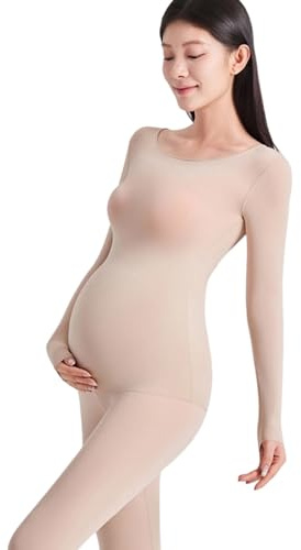 Hangsu Ensemble de sous-vêtements thermiques extensibles et chauds pour femmes enceintes avec tissu respirant et vêtements thermiques confortables à séchage rapide, couleur, taille unique