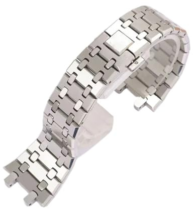 JVEIWAD Bracelet de montre étanche for homme en acier inoxydable 316L argenté 26 mm, compatible avec la référence AP 15400 Audemars Piguet Royal Oak