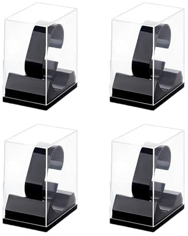Lansls 4 Soportes Para Relojes De Acrílico, Soporte Transparente Para Relojes, Soporte De Exposición, Soporte Para Pulsera, Soporte De Acrílico Para Relojes, Para Uso Comercial y Uso Privado (Negro)