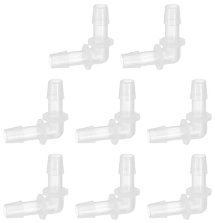 QUARKZMAN 7Pcs Raccord À Bride 90 Degrés Coude L, Raccord De Tuyau en Plastique 3/8 OD Épissure Raccordeur Joint Adaptateur pour Tuyau De Ligne De Liquide De Carburant d'eau, Transparent