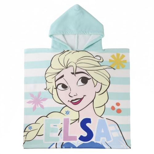The Geeky Pop Poncho de playa infantil Frozen – Toalla con capucha Elsa & Anna – Secado rápido – 55 x 110 cm