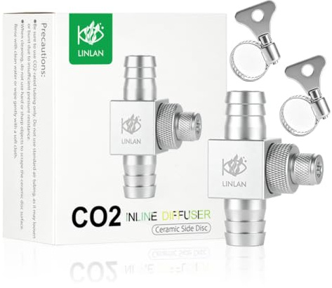 LINLAN Aquarium Inline CO2 Diffuser ā Side Disc with Built-in Check Valve, Essential for High Flow Systems, Fits 5/8 (16mm ID Filter Hose