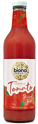 Biona Organic Tomato Juice 750ml, Pack of 6 - Immediately Pressed After Harvest - Recyclable Glass Bottle - Pour Over Ice, Add to Soups & Sauces