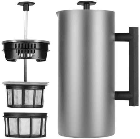 ESPRO – P6 French Press – doppelwandiger, isolierter Kaffee- und Teebereiter aus Edelstahl, 32 Unzen, gebürsteter Edelstahl, 32 Unzen