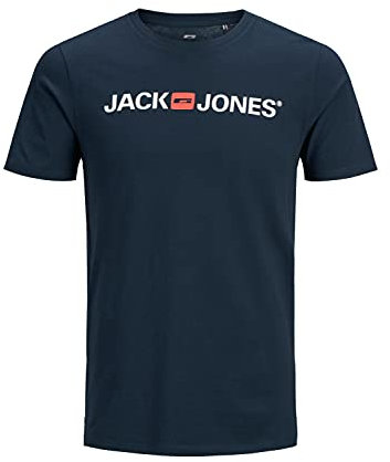 JACK & JONES Herren Jjecorp Logo Tee Crew Neck Noos T Shirt, Blau (Navy Blazer Detail: Slim Fit), XXL