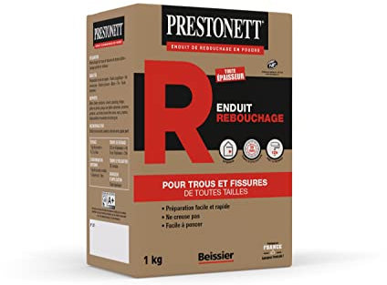 Enduit de Rebouchage PRESTONETT REBOUCHER en Poudre en Boîte 1 KG pour Intérieur