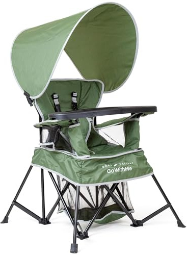 Baby Delight Go with Me Venture Portable Chair | Indoor and Outdoor | Sun Canopy | 3 Child Growth Stages | Moss Bud Green
