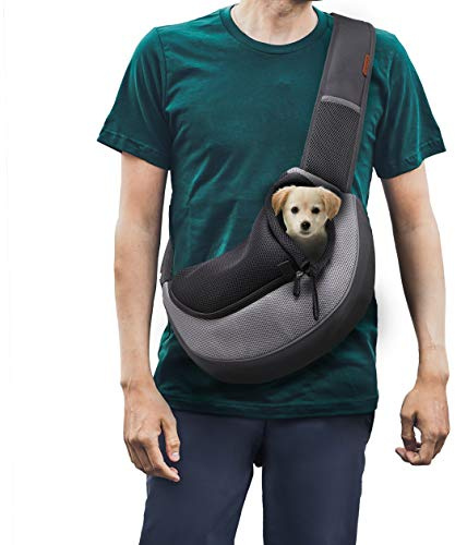 FDJASGY Pet Sling Carrier for Small Dogs Cats,Breathable Mesh Travelling Hand Free Puppy Backpack with Pouch and Adjustable Strap Carrier