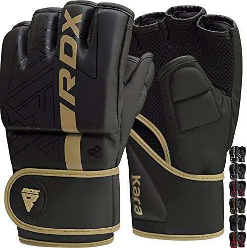 RDX MMA Gloves Grappling Sparring, Pre-Curved Martial Arts Mitts, Ventilated Palm, Men Women Adults & Kids, Maya Hide Leather, Cage Fighting Boxing Combat Training Muay Thai Punching Bag, Kickboxing