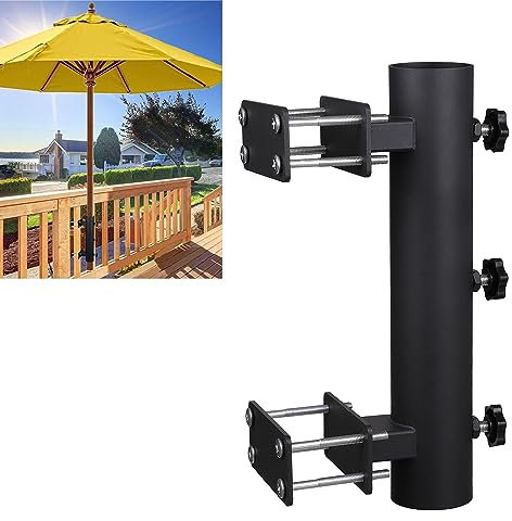 Wdwlbsm Patio Umbrella Holder Outdoor Deck Mount Umbrella Holder Heavy Duty Umbrella Clamp Hand-Turn Knob Umbrella Base Stand for Deck Railing, Fences，Docks, Courtyard Balcony, Patios