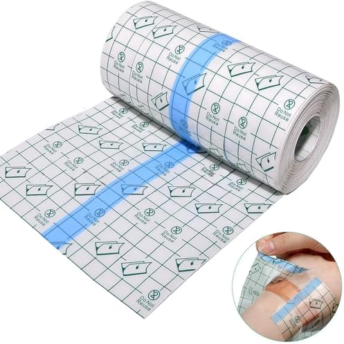 ANAMPION Pansement Tatouage Waterproof 15cm*5m, Rouleau de Film Imperméable Antibactérien Bandages,Transparent Pansement Bandage pour Tatouages Fixer Plaster Stretch Fixation