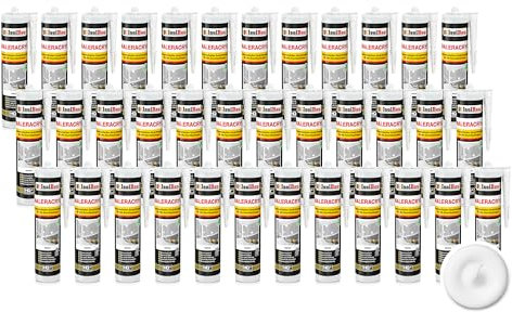 Isolbau Maleracryl 36 x 300 ml Weiß - Plastoelastischer Acryl-Dichtstoff zum Abdichten von Fugen im Innen- & Außenbereich - Kartusche