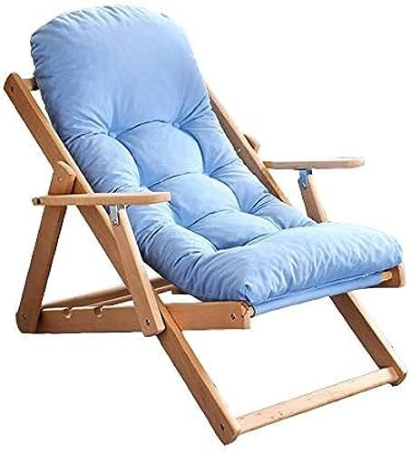 Schwerelosigkeitsstuhl, Liegestuhl Aus Holz, Balkonstuhl, Gartenstuhl Für Den Außenbereich, Sonnenliege, Faltbarer Liegestuhl, 3 Winkel Verstellbar,Blau,Friendly32