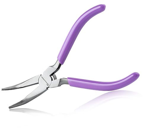 SPEEDWOX Mini Pinze a Becco Piegato con Denti per Catena per Gioielli, Pinze ad Anello di Salto a 45 Gradi, Ganasce Seghettate Curve, Pinze a Becco a Catena Curva per