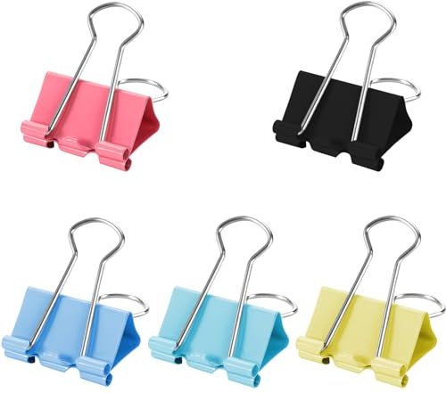 Binder Clips 41mm Colored Bulldog Clips Foldback Clips 12Pcs Large Swallowtail Clip File Money Paper Stationary Clamps for Office School Home Kitchen Shops
