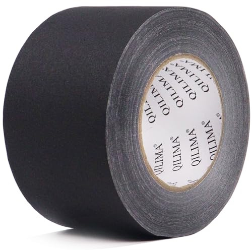 QILIMA Gewebebänder Schwarz Gaffelband 75MM x 55M Gaffaband Mattes Stoffband