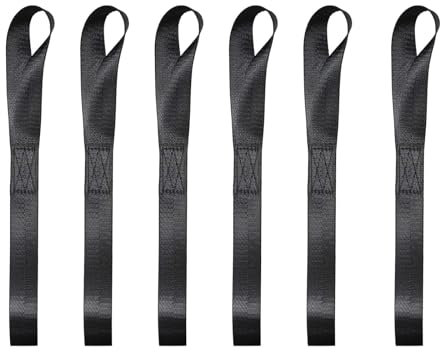 GIONAR 6 correas de amarre, capacidad de carga de 500 kg, 200 mm de largo, 25 mm de ancho, correa de amarre, correa tensora, para transporte de motocicletas, bicicletas, motos de playa, color negro