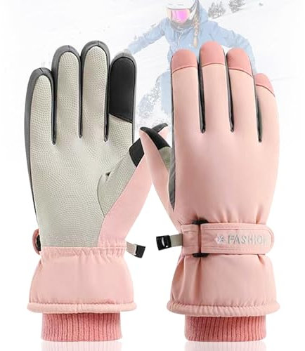 Forhome Skihandschuhe Damen,Ski Handschuhe Frauen,Winddichte Wasserdicht Touchscreen Handschuhe,Thermohandschuhe Winter Damen,Winter Sport Handschuhe für Skifahren Snowboard Eislaufen Wandern