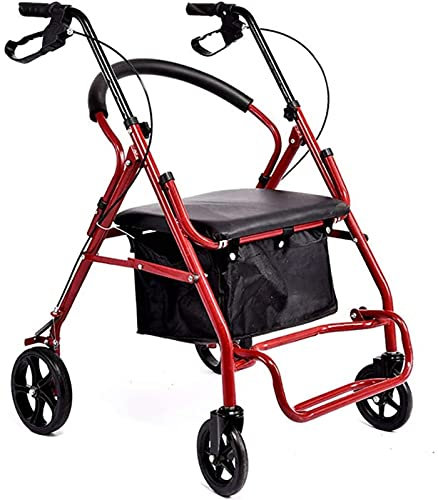 HPTHLY Rollator Walker Carrozzina in Alluminio Rolling Walker, Super Leggero Rollator Leggero Freno Pieghevole Walker Adulto W/Altezza Regolabile Sedile con Gambe
