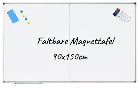 XIWODE Faltbare Magnet-Whiteboard mit Aluminiumrahmen | 90x150cm Klappbares Tafel-Wandboard für Büro, Homeoffice & Kinderzimmer | Leichtes Wandboard mit Stifthalter, Robust & Langlebig