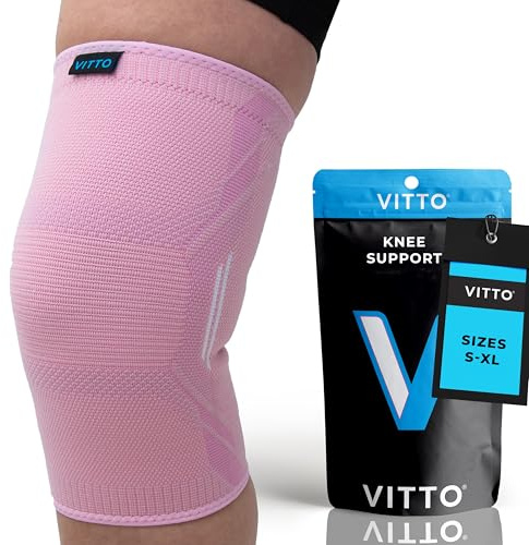 VITTO Genouillère homme/femme - Genouillère pour soulager les douleurs au genou, l'arthrose du genou, le ménisque (Rose, XXL)