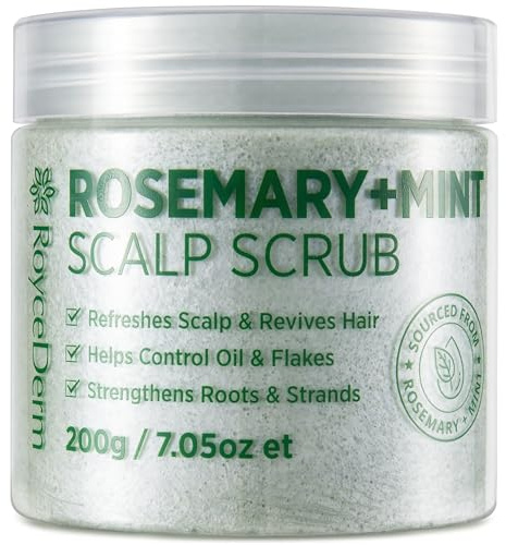 RoyceDerm Rosemary Mint Scalp Scrub Clarifying Scalp Exfoliator Refreshing Clean Scalp, Cooling Micro-Exfoliation with Botanical Extracts, For All Scalp Types (Rosemary Mint Scalp Scrub)