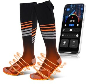 SOPPY Calzini riscaldati elettrici, unisex, ricaricabili, riscaldabili, 6000 mAh, ricaricabili, calze termiche, calze termiche, calze invernali, per sci, escursionismo, attività all'aperto