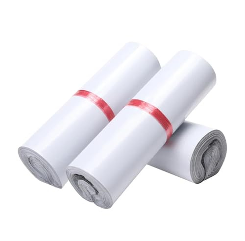 Paket väska vit postväska, expresskuvert, förvaringsväskor, frakt, självhäftande PE-plastpåse, förpackning, 100 st/parti (beige vit, 17 30 cm)
