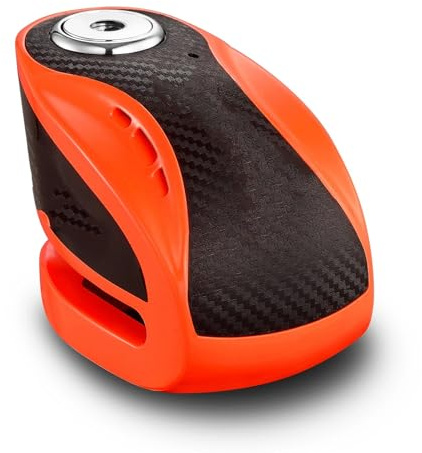 Candado Moto Cerradura de Freno de Disco con Alarma, 3 Teclas, antirrobo, Apto para Motocicleta, Bicicleta y Scooter Candado Moto Cadena(Fluorescent Orange)