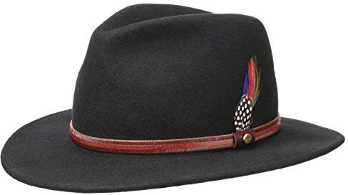 Stetson Rantoul Hut Wollfilz Outdoor Schmutz- und Wasserabweisend Damen Herren Sommer Winter schwarz S (54-55 cm)