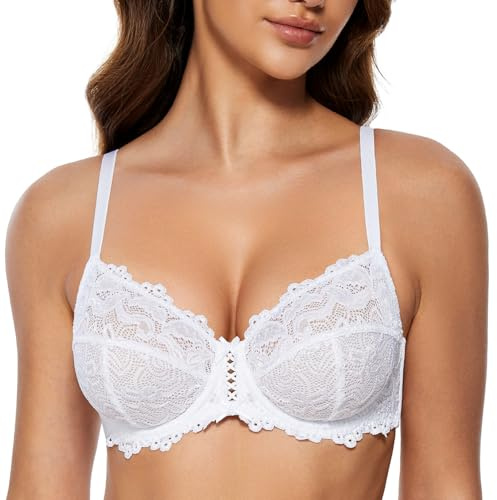 WingsLove Women's Floral Lace Bra Underwire Non Padded Soft Cup Full Coverage