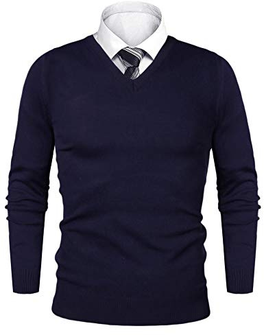 iClosam Suéter Hombre Invierno de Punto Grueso Jersey Clásico con Cuello en V y Manga Larga Estilo Casual Moderno para Otoño e Invierno